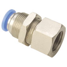 BSPP bulkhead female connector is a kind of commonly used BSPP pneumatic fittings, one touch tube fittings with O-ring and BSPP push in fittings. Bulkhead female connector connects a male thread and tubing through a panel.
