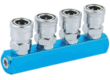 Inline 4 way quick couplings