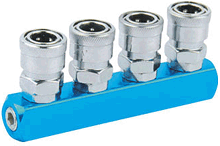 Inline 4 way quick couplings