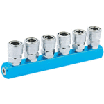 Inline 6 way quick couplings