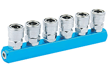 Inline 6 way quick couplings